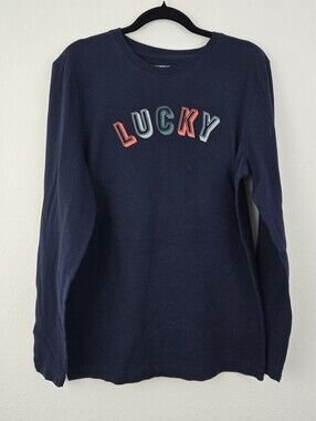 Lucky Brand Navy Pj Long Sleeve Top